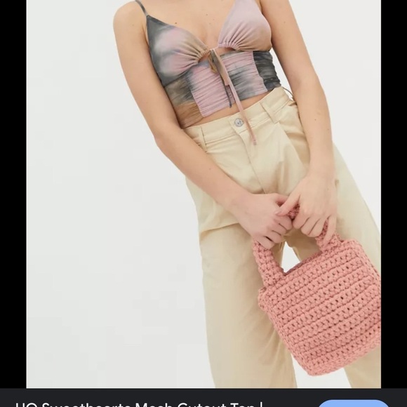 Urban Outfitters Sweetheart Mesh Cut Out Crop Top - Picture 6 of 6